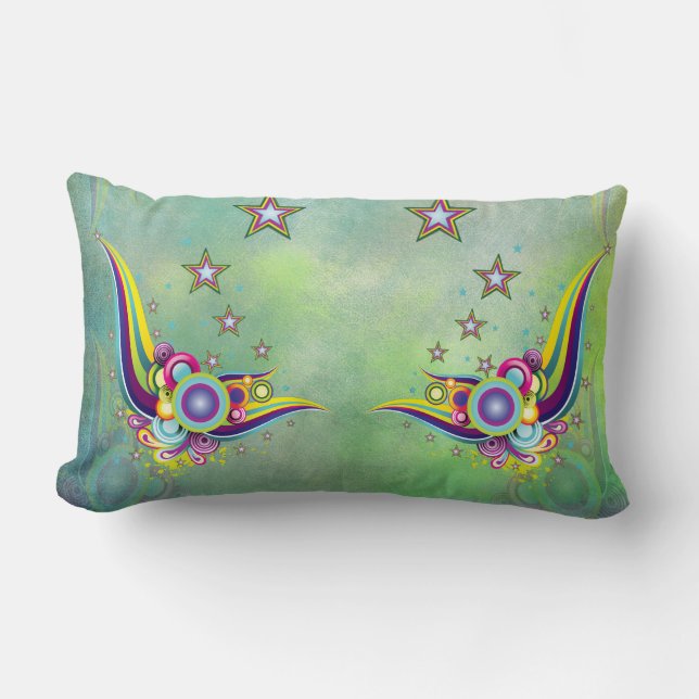 Almofada Lombar Um abstrato de aquamarina em greve (Frente)