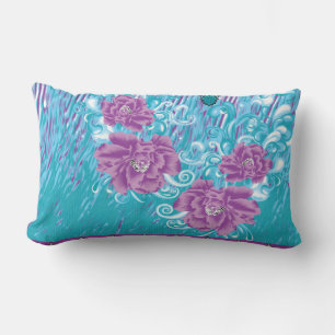 Almofada Lombar Um design têxtil vibrante com roxo e turq