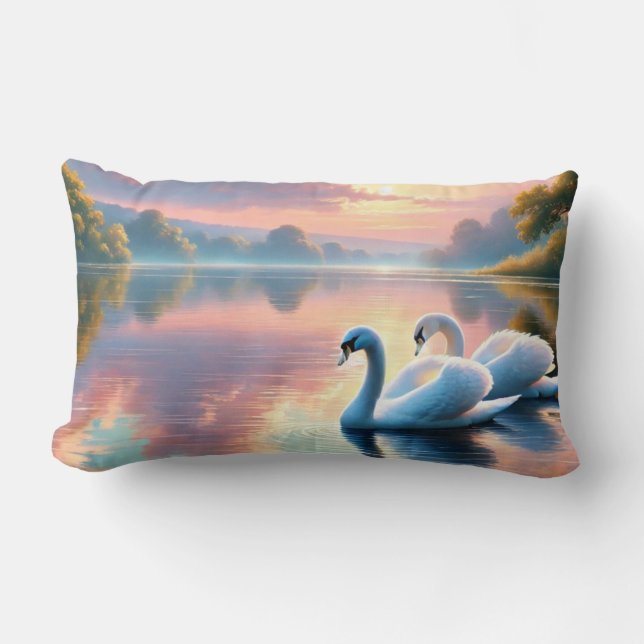 Almofada Lombar Um par de pântanos a planar num lago sereno (Frente)