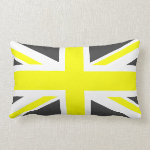 Almofada Lombar Union Jack cinzento e amarelo escuro