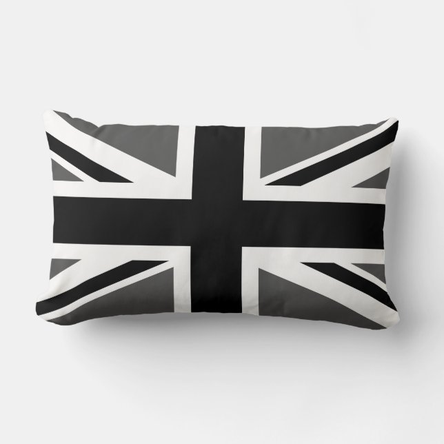 Almofada Lombar Union Jack Preto e Cinza (Frente)