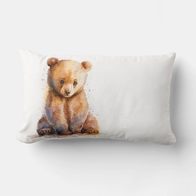 Almofada Lombar Urso-Bebê Castanho-De-Cana-De-Cama, Sentado (Frente)