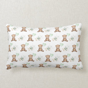 Almofada Lombar Urso de Teddy Adorável e Folhas de Verde Balão