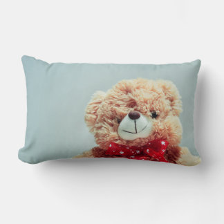 Almofada Lombar Urso de Teddy com um Arco Vermelho