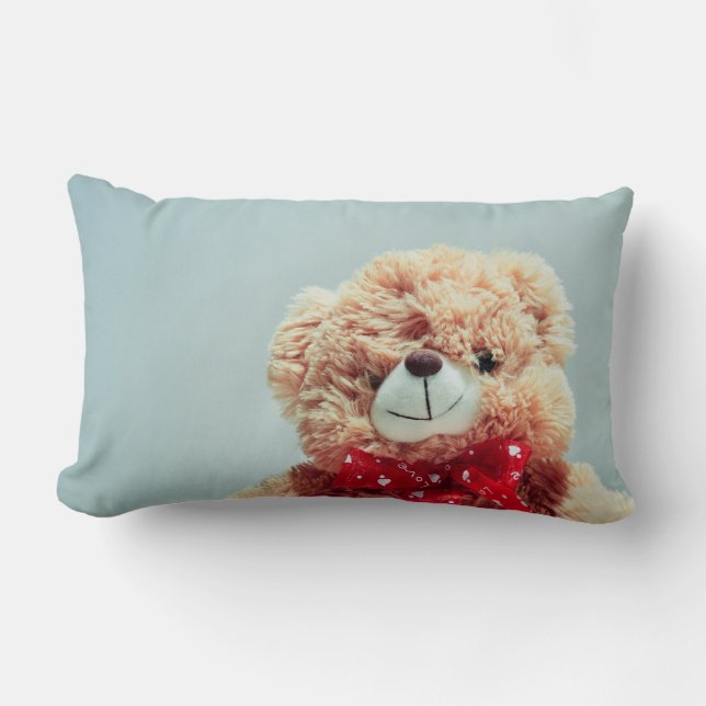 Almofada Lombar Urso de Teddy com um Arco Vermelho (Frente)