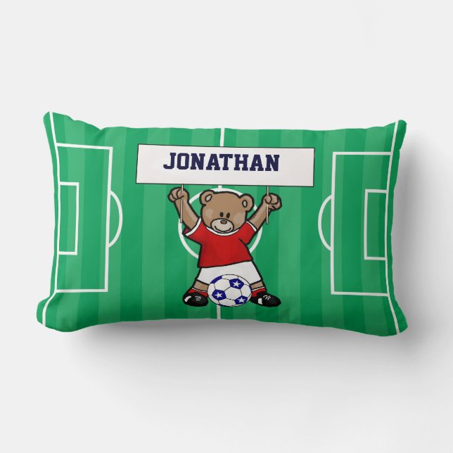 Almofada Lombar Urso de ursinho bonito personalizado do futebol (Frente)