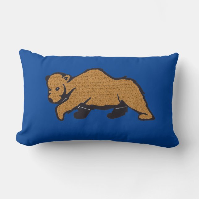 Almofada Lombar Urso Marrom da Madeira Azul (Frente)