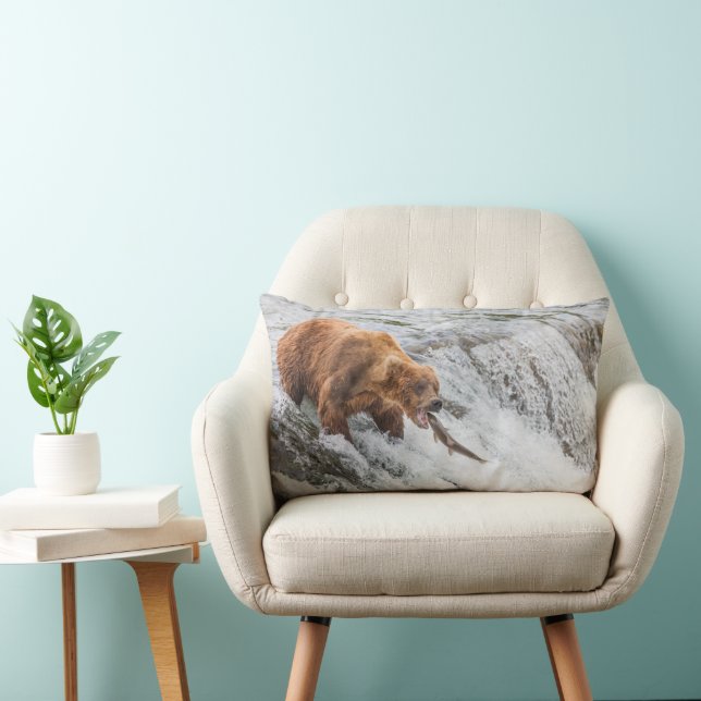 Almofada Lombar Urso Pardo Pega Salmão Vermelho (Cadeira)