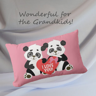 Almofada Lombar Ursos Panda Namorados Bonitos, Rosa