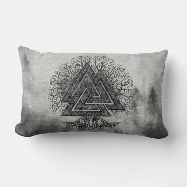 Almofada Lombar Valknut e árvore de vida Yggdrasil (Frente)