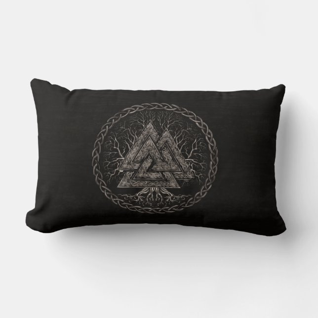 Almofada Lombar Valknut e árvore de vida Yggrdrasil (Frente)