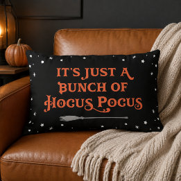 Almofada Lombar Vassoura de Bruxa Hocus Pocus Laranja Preto Vintag
