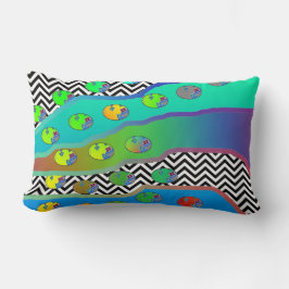 ALMOFADA LOMBAR VERDE AZUL DE PEQUENA FLOR