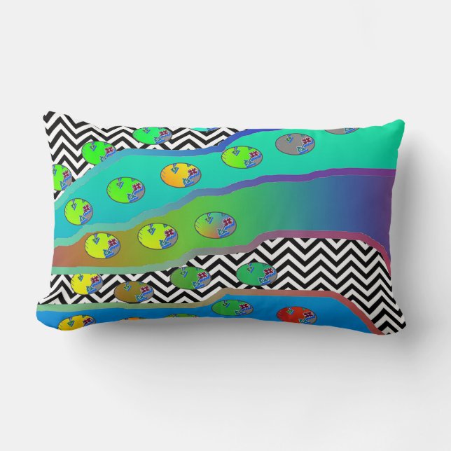 ALMOFADA LOMBAR VERDE AZUL DE PEQUENA FLOR (Frente)