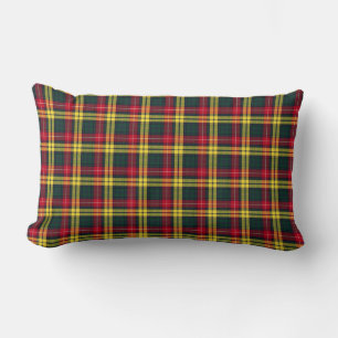 Almofada Lombar Verde de Buchanan do clã, amarelo, e Tartan