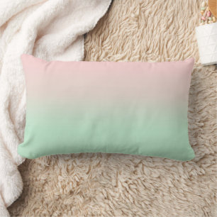 Almofada Lombar Verde de Gradiente Rosa Cinza Estético de Pastel