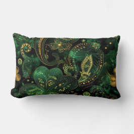 Almofada Lombar VERDE ESCURO & Dourado VISUAL COM GLITTER TEMA IRL