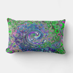 Almofada Lombar Verde limão marmoreado e Abstrato roxo