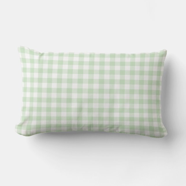 Almofada Lombar Verificação de Padrão de Gingham Verde Moderno (Frente)