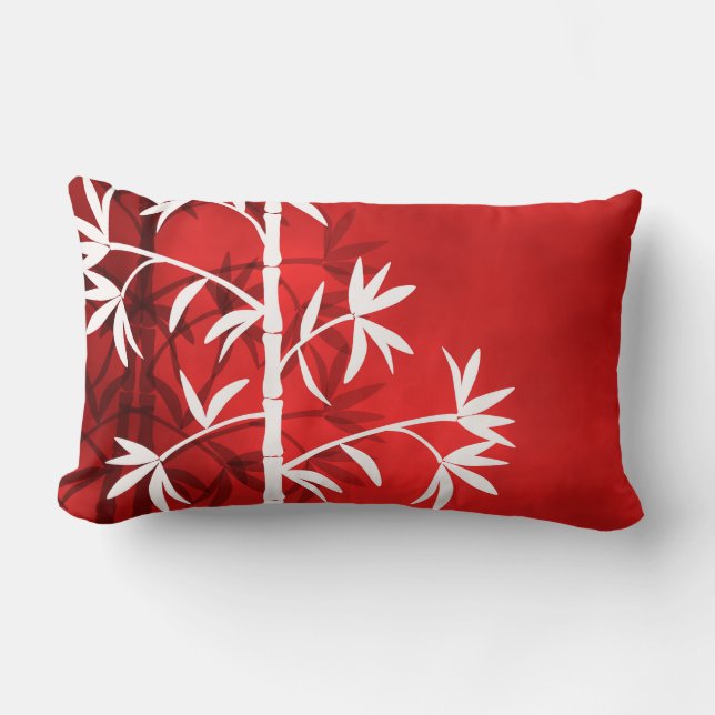 Almofada Lombar Vermelho bambu branco (Frente)