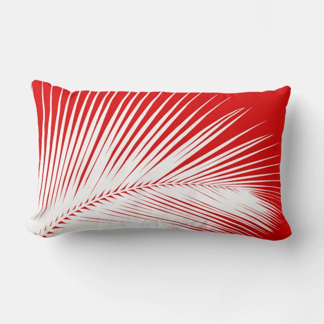 Almofada Lombar Vermelho coral branco e escuro da folha de (Frente)