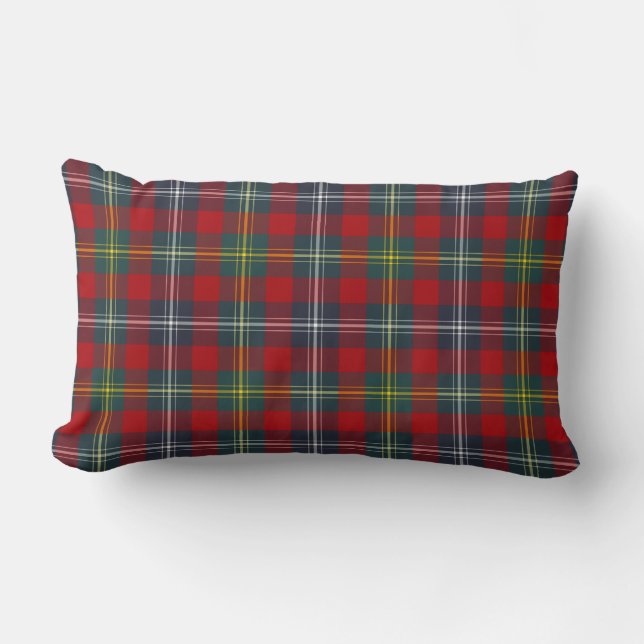 Almofada Lombar Vermelho e Marinho Xadrez Azul Clã Foster Tartan (Frente)