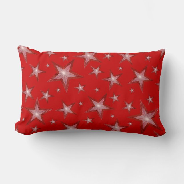 Almofada Lombar Vermelho Estrelas 'Texto' branco lombar (Frente)