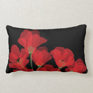 Almofada Lombar Vermelhos Sur de Fleurs Noir