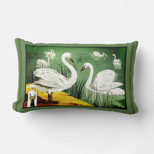 Almofada Lombar Verneuil Art Nouveau Design de Wild Swans Lumbar P (Frente)