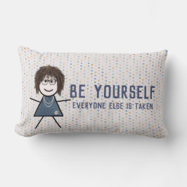 Almofada Lombar Vestir uma garota em Denim com citação