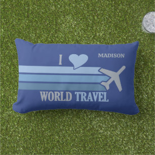Almofada Lombar Viagem de Mundo de Nome Personalizado