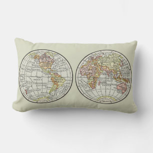 Almofada Lombar Viagem Globe Map Earth 1916 World Atlas