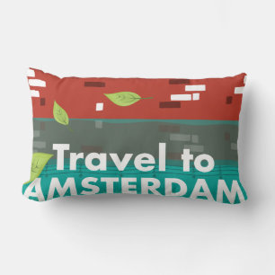Almofada Lombar Viagem para poster vintage de Amsterdã