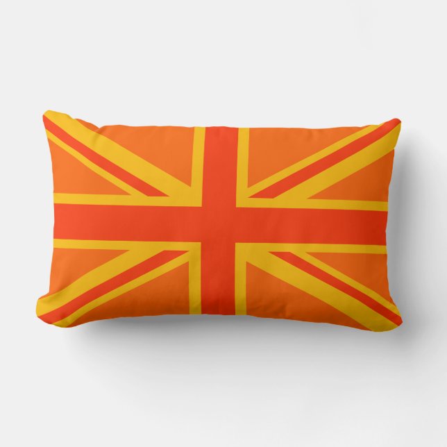 Almofada Lombar Vibrant Orange Union Jack British Flag Swag (Frente)