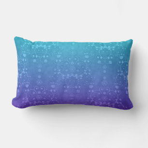 Almofada Lombar Vibrante padrão damasco de Periwinkle a Aqua Fancy