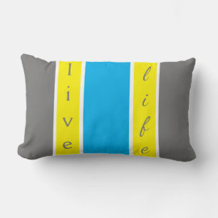 Almofada Lombar Vida viva, azul e amarelo listrado