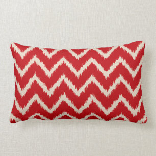 Almofada Lombar Vigas de Ikat - vermelho e tan chineses