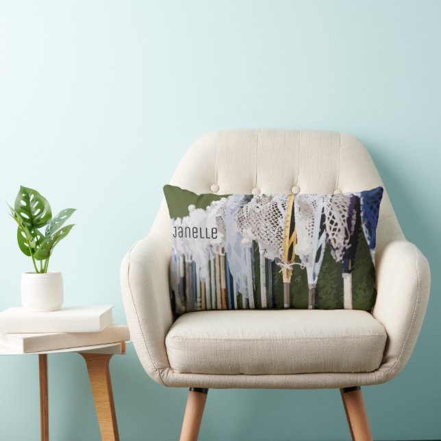 Almofada Lombar Vinhetas de Lacrosse com Aquarela (Cadeira)