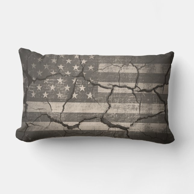 Almofada Lombar Vintage American Flag Cracking (Frente)