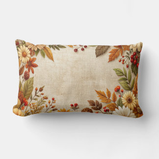 Almofada Lombar Vintage Autumn Wreath Pillow - Classic Fall Floral