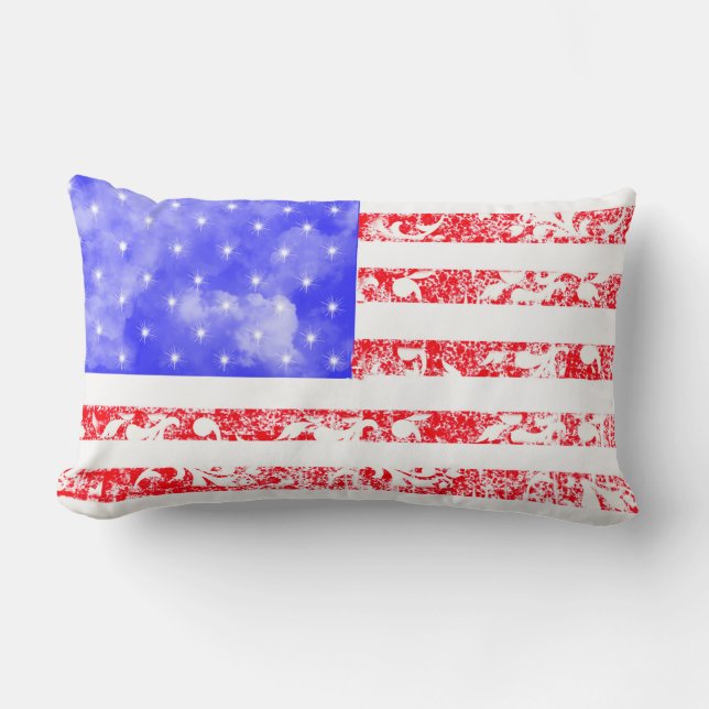 Almofada Lombar Vintage - bandeira artística americana (Frente)