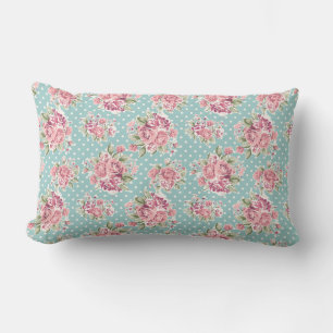 Almofada Lombar Vintage bonito das bolinhas do rosa e do azul do