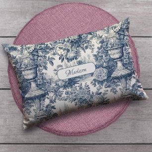 Almofada Lombar Vintage chic Blue toile de jouy monograma