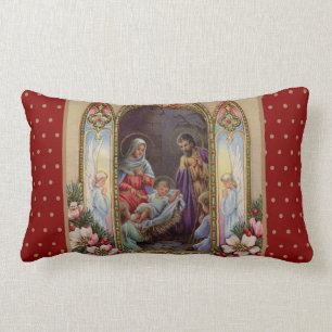Almofada Lombar Vintage do Natal da natividade de Jesus da Virgem