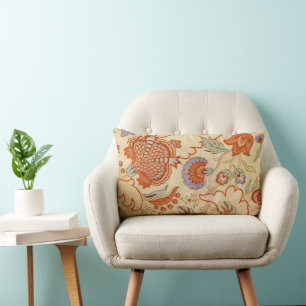 Almofada Lombar Vintage Floral Francês Chintz Antiquado Terracota