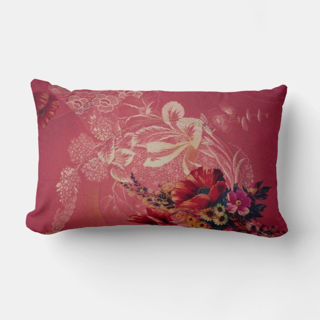 Almofada Lombar Vintage Floral Red (Frente)