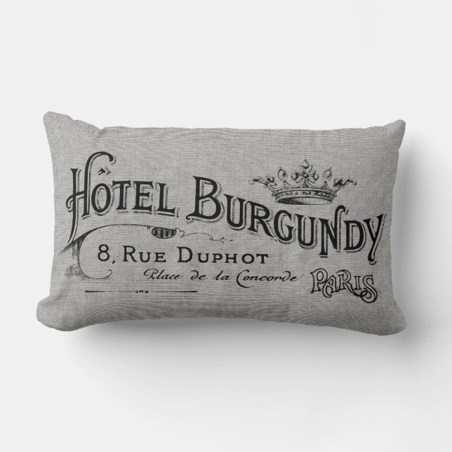 Almofada Lombar Vintage French Hotel Cinza Linen (Frente)