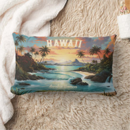 Almofada Lombar Vintage Hawaii Tropical Beach Viagem e Gym Name