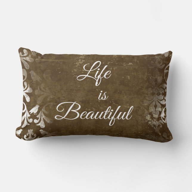 Almofada Lombar Vintage Life é uma bela citação (Frente)
