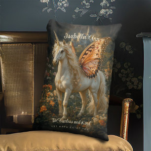 Almofada Lombar Vintage Orange Butterfly Fairy Horse Unicorne